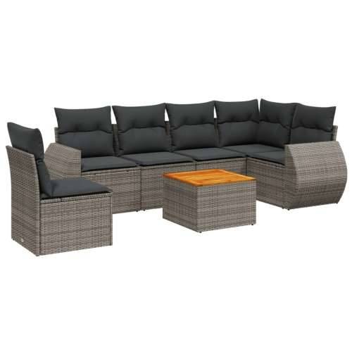 Vrtna garnitura - 7-dijelni set vrtnih sofa sivi od poliratana - Siva 3x srednja + stol + kutna 1 Cijena