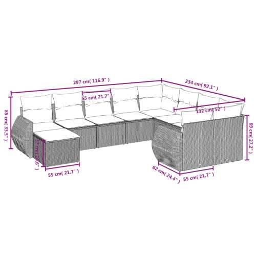 Vrtna garnitura - 10-dijelni set vrtnih sofa s jastucima bež od poliratana - bež i krem stol + 5x srednja + 2x kutna 1 Cijena