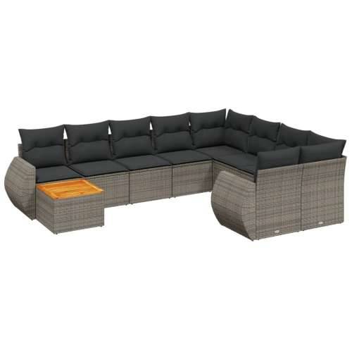 Vrtna garnitura - 10-dijelni set vrtnih sofa od poliratana s jastucima sivi - siva i tamnosiva stol + 5x srednja + 2x kutna 1 Cijena