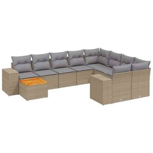 Vrtna garnitura - 10-dijelni set vrtnih sofa s jastucima bež od poliratana - bež i svjetlosiva stol + 5x srednja + 2x kutna 1 Cijena