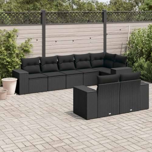 Vrtna garnitura - 8-dijelni set vrtnih sofa od poliratana s jastucima crni - Crna Bez stola 1 Cijena