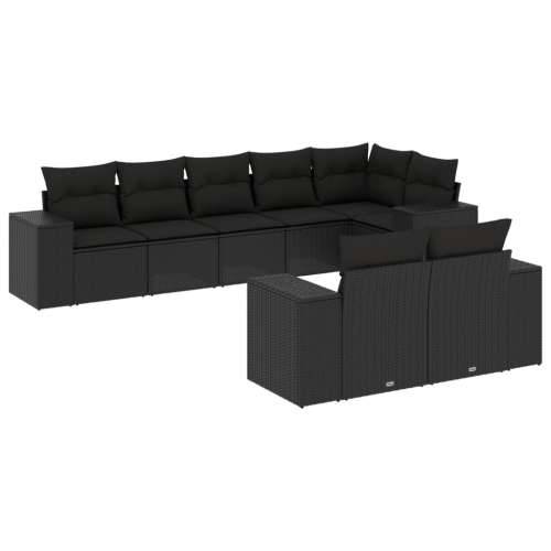 Vrtna garnitura - 8-dijelni set vrtnih sofa od poliratana s jastucima crni - Crna Bez stola 1 Cijena