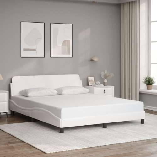Okvir za krevet s uzglavljem bijeli 160x200 cm od umjetne kože - Bijela 160 x 200 cm Cijena