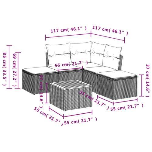 Vrtna garnitura - 6-dijelni set vrtnih sofa s jastucima crni od poliratana - Crna i krem 1 Cijena