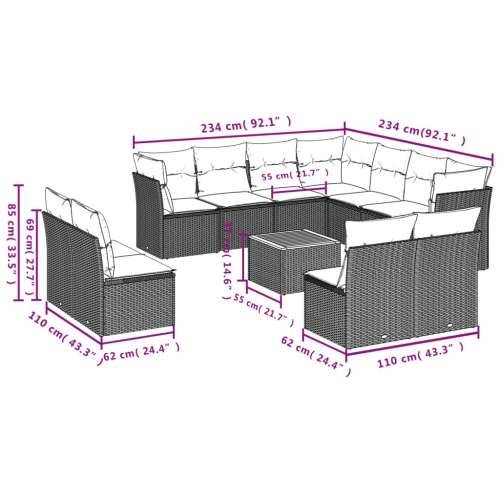 Vrtna garnitura - 12-dijelni set vrtnih sofa od poliratana s jastucima crni - Crna i krem 1 Cijena