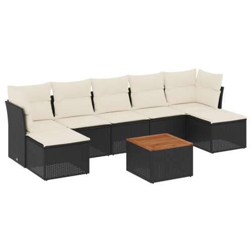 Vrtna garnitura - 8-dijelni set vrtnih sofa od poliratana s jastucima crni - Crna i krem 1 Cijena
