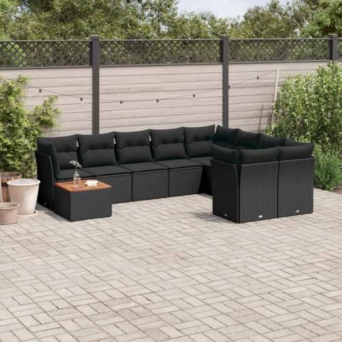 Vrtna garnitura - 10-dijelni set vrtnih sofa s jastucima crni od poliratana - Crna stol + 5x srednja + 4x kutna 1 Cijena