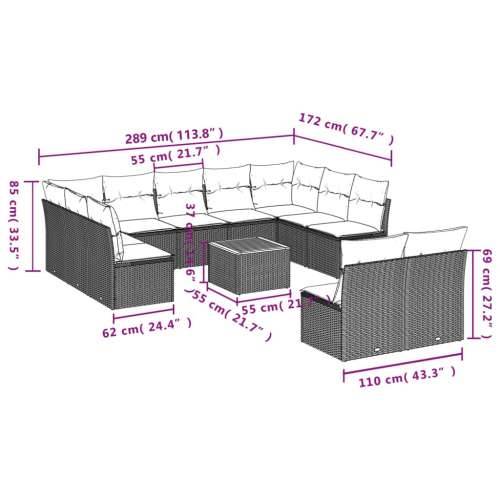 Vrtna garnitura - 12-dijelni set vrtnih sofa od poliratana s jastucima crni - Crna i krem 1 Cijena