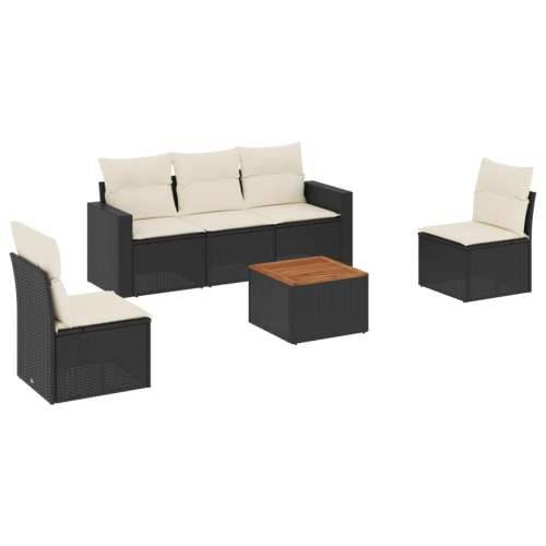 Vrtna garnitura - 6-dijelni set vrtnih sofa s jastucima crni od poliratana - Crna i krem 1 Cijena
