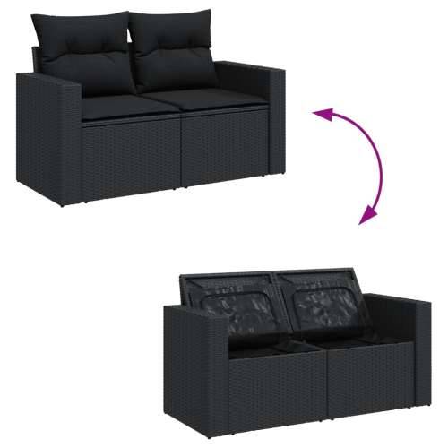 Vrtna garnitura - 6-dijelni set vrtnih sofa s jastucima crni od poliratana - Crna kutna + 2x srednja + stol 1 Cijena