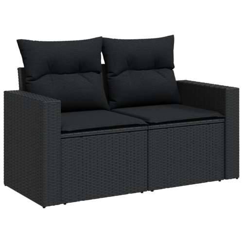 Vrtna garnitura - 6-dijelni set vrtnih sofa s jastucima crni od poliratana - Crna kutna + 2x srednja + stol 1 Cijena