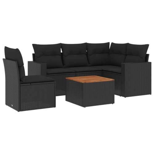 Vrtna garnitura - 6-dijelni set vrtnih sofa s jastucima crni od poliratana - Crna stol + kutna + 2x srednja 1 Cijena
