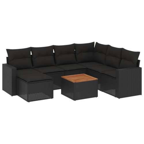 Vrtna garnitura - 8-dijelni set vrtnih sofa od poliratana s jastucima crni - Crna 3x srednja + kutna + tabure + stol 1 Cijena