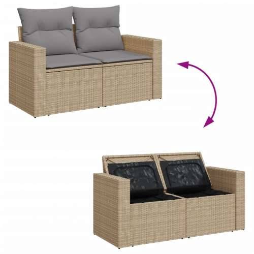 Vrtna garnitura - 8-dijelni set vrtnih sofa s jastucima bež od poliratana - mješavina bež i sive 3x srednja + kutna + tabure + s Cijena