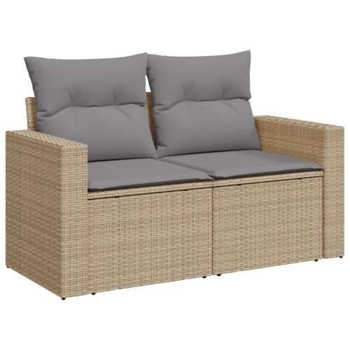 Vrtna garnitura - 8-dijelni set vrtnih sofa s jastucima bež od poliratana - mješavina bež i sive 3x srednja + kutna + tabure + s Cijena