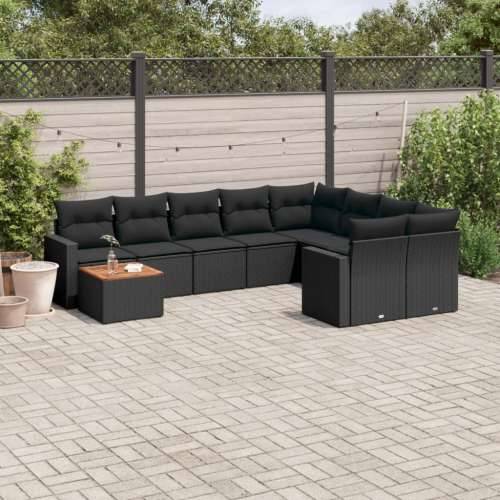 Vrtna garnitura - 10-dijelni set vrtnih sofa s jastucima crni od poliratana - Crna stol + 5x srednja + 2x kutna 1 Cijena