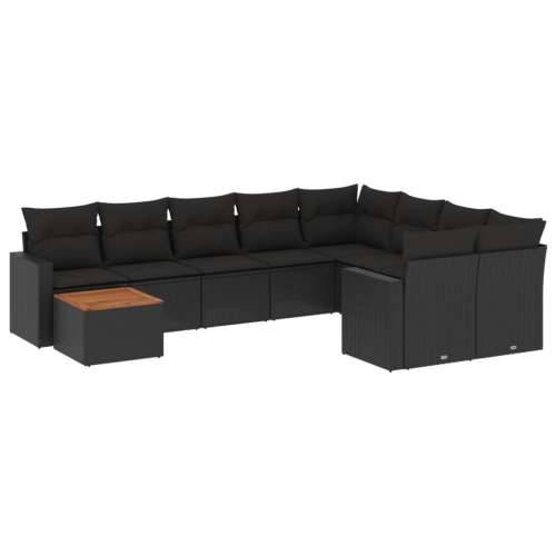 Vrtna garnitura - 10-dijelni set vrtnih sofa s jastucima crni od poliratana - Crna stol + 5x srednja + 2x kutna 1 Cijena