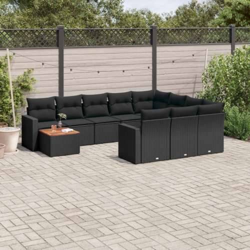Vrtna garnitura - 11-dijelni set vrtnih sofa od poliratana s jastucima crni - Crna stol + 2x kutna + 6x srednja 1 Cijena