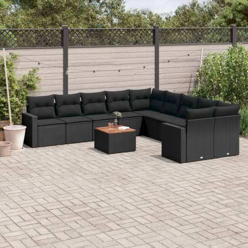 Vrtna garnitura - 11-dijelni set vrtnih sofa od poliratana s jastucima crni - Crna stol + 6x srednja + 2x kutna 1 Cijena