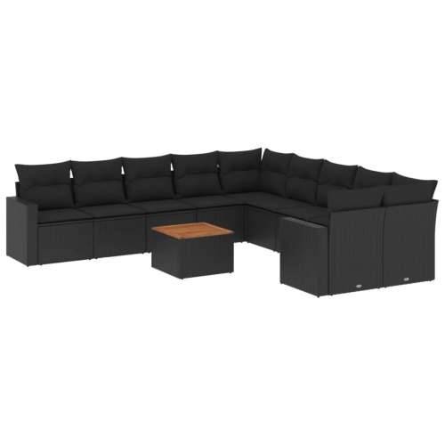 Vrtna garnitura - 11-dijelni set vrtnih sofa od poliratana s jastucima crni - Crna stol + 6x srednja + 2x kutna 1 Cijena