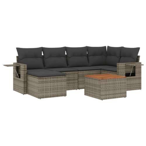 Vrtna garnitura - 7-dijelni set vrtnih sofa sivi od poliratana - Siva 1 Cijena