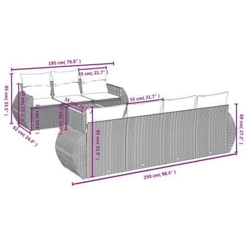 Vrtna garnitura - 8-dijelni set vrtnih sofa od poliratana s jastucima crni - Crna i krem 1 Cijena