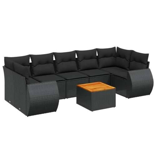 Vrtna garnitura - 8-dijelni set vrtnih sofa od poliratana s jastucima crni - Crna 1 Cijena