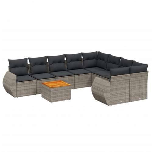 Vrtna garnitura - 9-dijelni set vrtnih sofa od poliratana s jastucima sivi - Siva 1 Cijena