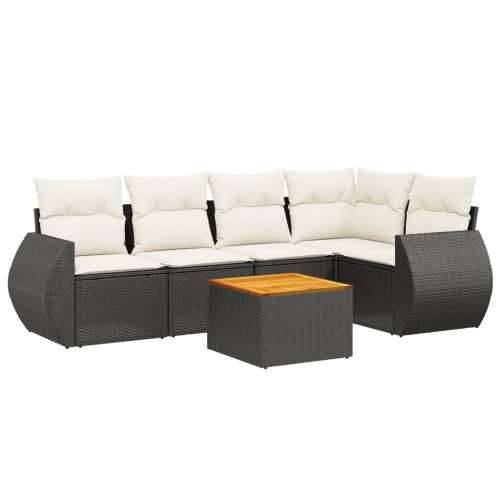 Vrtna garnitura - 6-dijelni set vrtnih sofa s jastucima crni od poliratana - Crna i krem stol + kutna + 2x srednja 1 Cijena