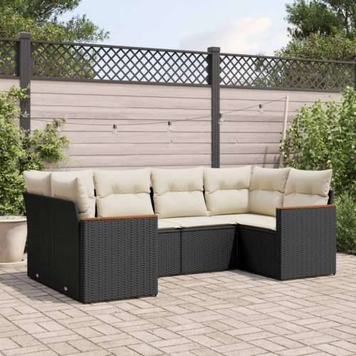 Vrtna garnitura - 6-dijelni set vrtnih sofa s jastucima crni od poliratana - Crna i krem 1 Cijena