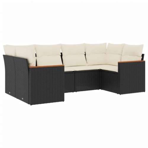 Vrtna garnitura - 6-dijelni set vrtnih sofa s jastucima crni od poliratana - Crna i krem 1 Cijena