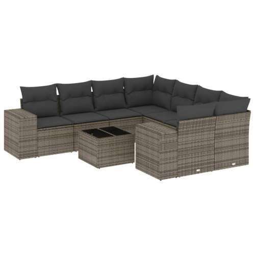 Vrtna garnitura - 9-dijelni set vrtnih sofa od poliratana s jastucima sivi - siva i tamnosiva 1 Cijena