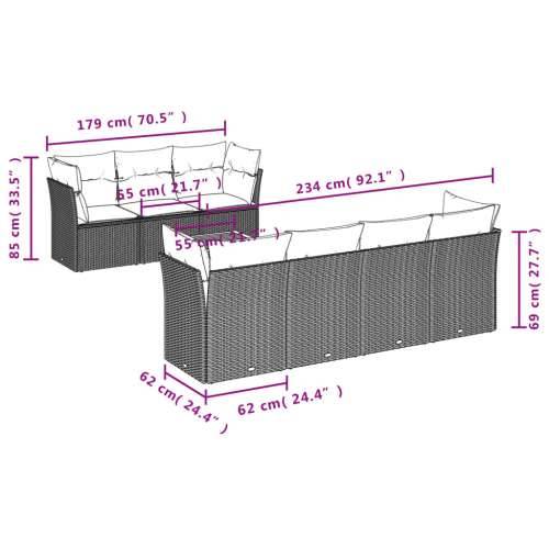 Vrtna garnitura - 8-dijelni set vrtnih sofa od poliratana s jastucima crni - Crna 2x kutna + 3x srednja + stol 1 Cijena