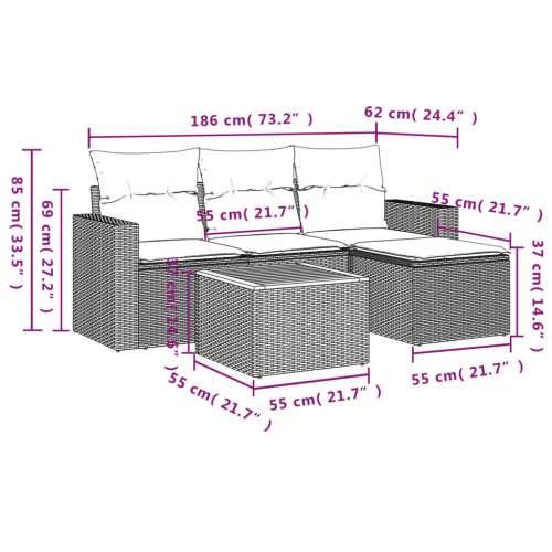 5-dijelni vrtni set sofa s jastucima bež od poliratana - bež i krem 1 Cijena