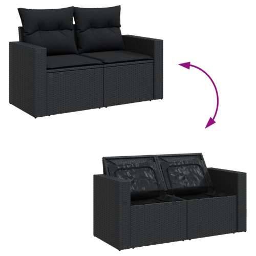 Vrtna garnitura - 8-dijelni set vrtnih sofa od poliratana s jastucima crni - Crna 1 Cijena