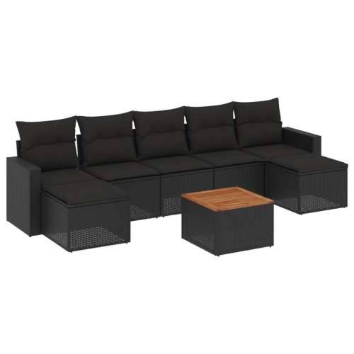 Vrtna garnitura - 8-dijelni set vrtnih sofa od poliratana s jastucima crni - Crna 1 Cijena