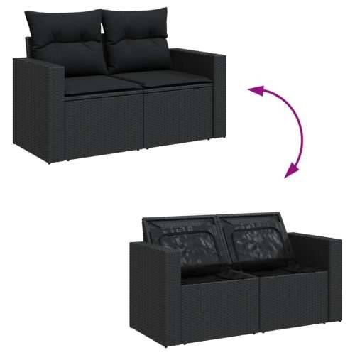 Vrtna garnitura - 8-dijelni set vrtnih sofa od poliratana s jastucima crni - Crna 1 Cijena