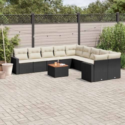 Vrtna garnitura - 11-dijelni set vrtnih sofa od poliratana s jastucima crni - Crna i krem stol + 6x srednja + 2x kutna 1 Cijena