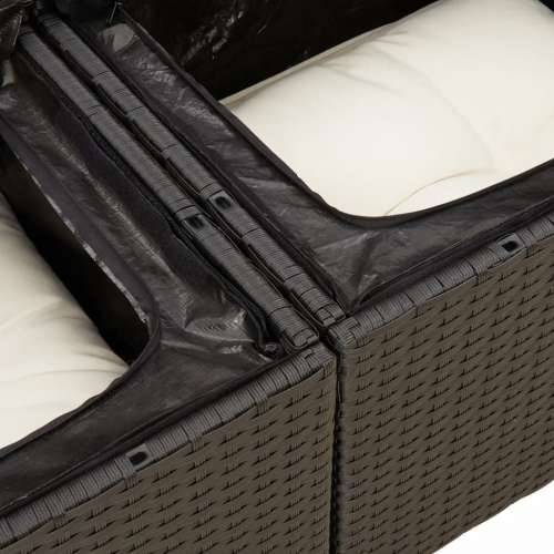 Vrtna garnitura - 11-dijelni set vrtnih sofa od poliratana s jastucima crni - Crna i krem stol + 6x srednja + 2x kutna 1 Cijena