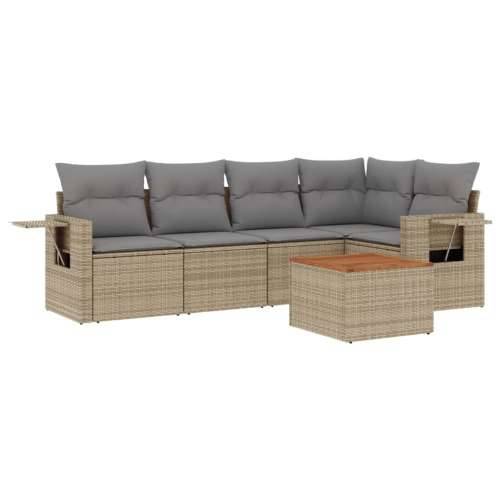 Vrtna garnitura - 6-dijelni set vrtnih sofa s jastucima bež od poliratana - bež i siva stol + kutna + 2x srednja 1 Cijena