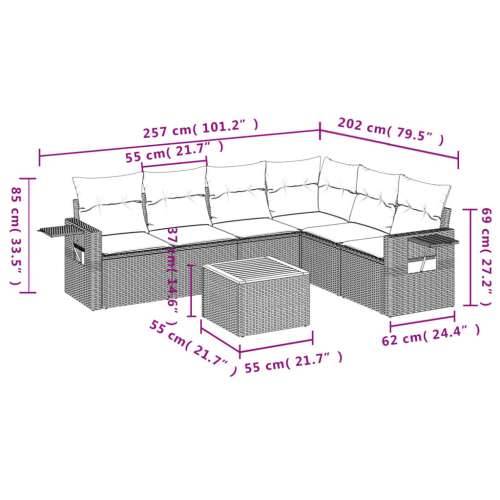 Vrtna garnitura - 7-dijelni set vrtnih sofa od poliratana s jastucima crni - Crna kutna + stol + 3x srednja + fotelja 1 Cijena