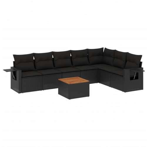 Vrtna garnitura - 8-dijelni set vrtnih sofa od poliratana s jastucima crni - Crna 1 Cijena