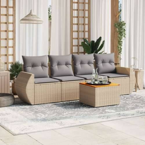 5-dijelni vrtni set sofa s jastucima bež od poliratana - bež i siva 1 Cijena