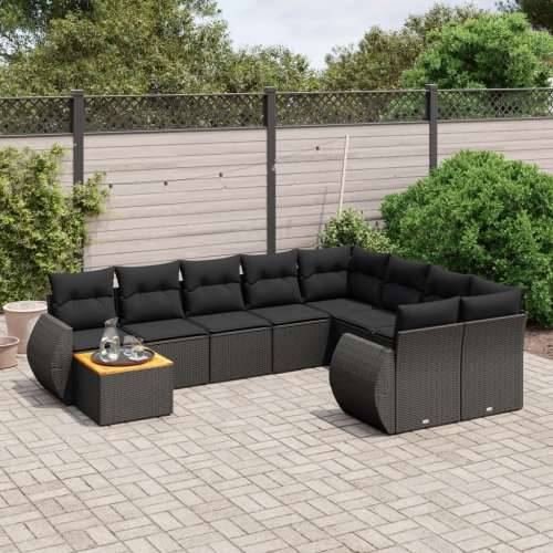 Vrtna garnitura - 10-dijelni set vrtnih sofa s jastucima crni od poliratana - Crna stol + 5x srednja + 2x kutna 1 Cijena