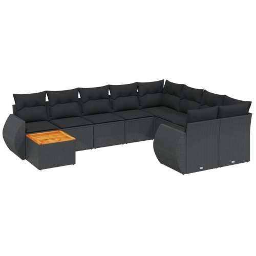Vrtna garnitura - 10-dijelni set vrtnih sofa s jastucima crni od poliratana - Crna stol + 5x srednja + 2x kutna 1 Cijena