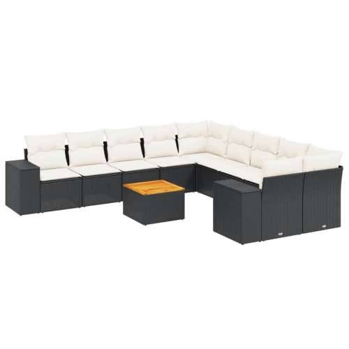 Vrtna garnitura - 11-dijelni set vrtnih sofa od poliratana s jastucima crni - Crna i krem stol + 6x srednja + 2x kutna 1 Cijena