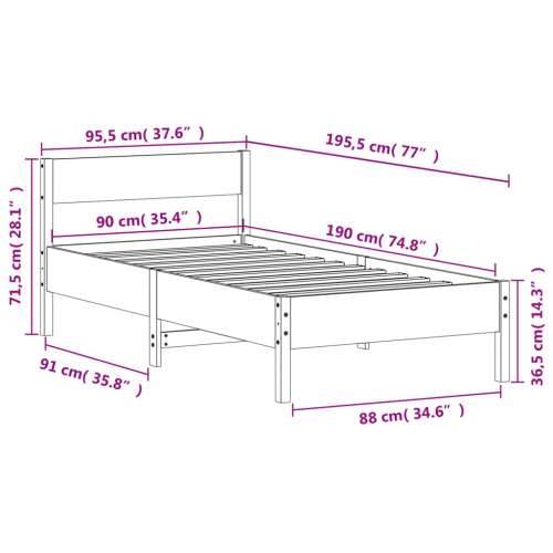 Okvir kreveta bez madraca 90 x 190 cm od masivne borovine - Prirodna 90 x 190 cm Cijena