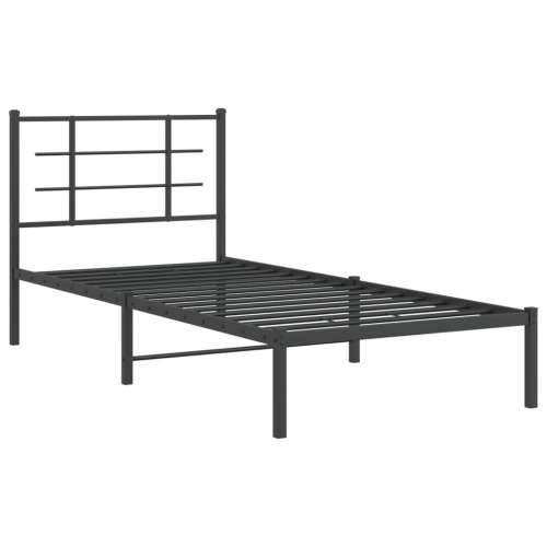 Metalni okvir za krevet s uzglavljem crni 90x200 cm - Crna 90 x 200 cm s uzglavljem Cijena