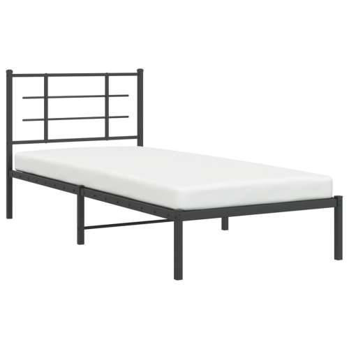 Metalni okvir za krevet s uzglavljem crni 90x200 cm - Crna 90 x 200 cm s uzglavljem Cijena