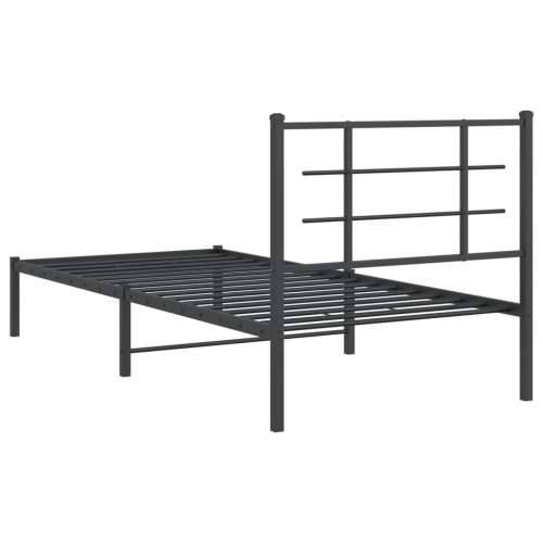 Metalni okvir za krevet s uzglavljem crni 90x200 cm - Crna 90 x 200 cm s uzglavljem Cijena